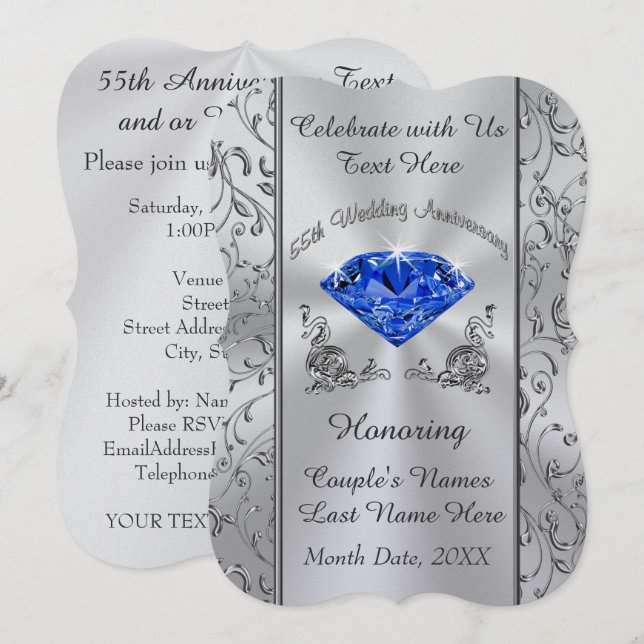 Pearl Shimmer Einladungen zum 65. Hochzeitstag (Vorne/Hinten)