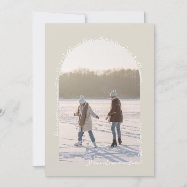 Pearl Shimmer handschriftlich Elegant Simple Moder Save The Date (Vorderseite)