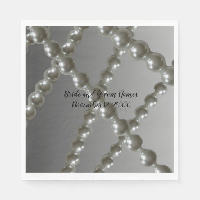 Pearl Strings Wedding Paper Napkins Serviette (Vorderseite)