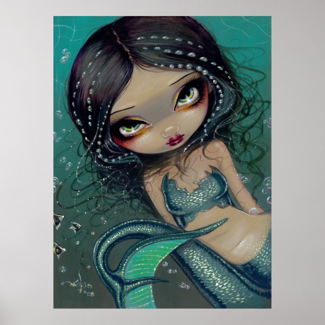 Pearl Swirl Mermaid ART PRINT Big Mit Augen Mermai Poster (Vorne)