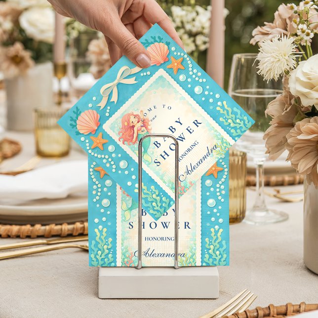 Pearl Tide Mermaid Baby Shower Serviette (Von Creator hochgeladen)