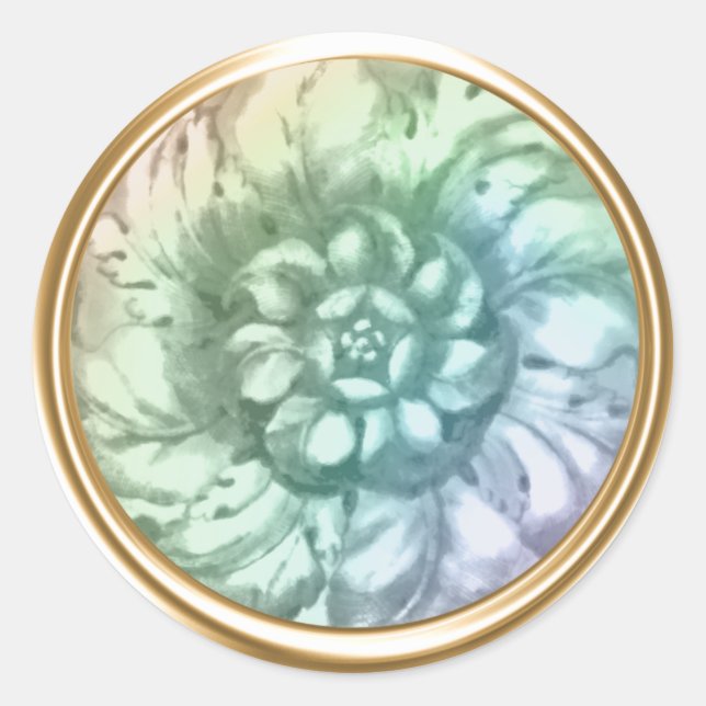 Pearl Vintag Baroque Embossed Look Siegel Runder Aufkleber (Vorderseite)