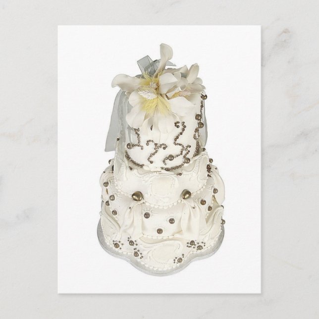 Pearl Wedding Cake Save the Date Card Ankündigungspostkarte (Vorderseite)