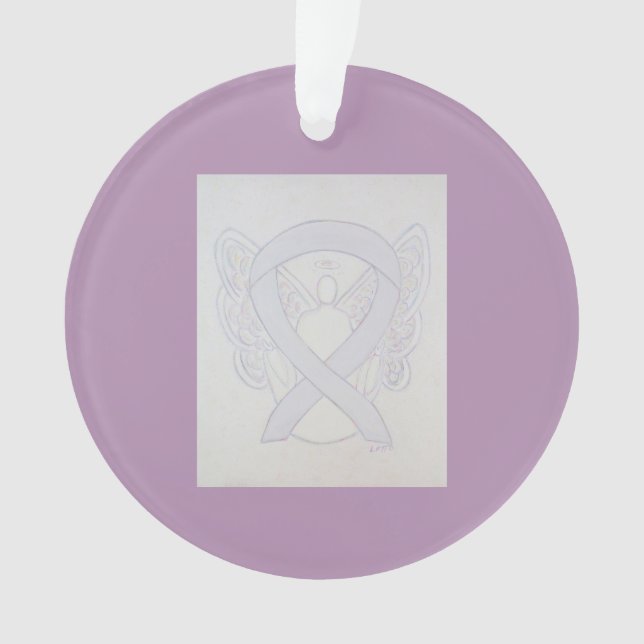 Pearl White Awareness Ribbon Angel Ornamente (Vorderseite)