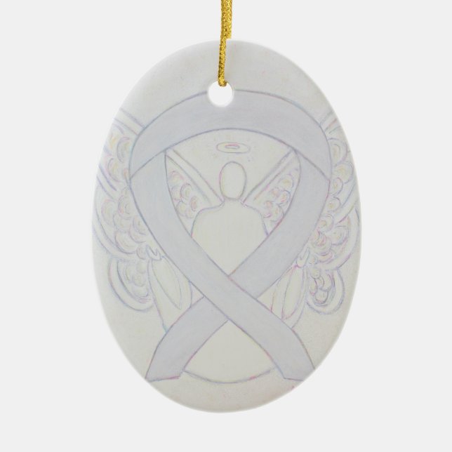 Pearl White Awareness Ribbon Engel Ornament (Vorne)