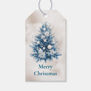 Pearl White Blue Christmas Tree Geschenkanhänger