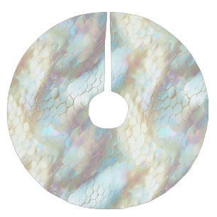 Pearl White Blue Snake Skin Animal Print Polyester Weihnachtsbaumdecke