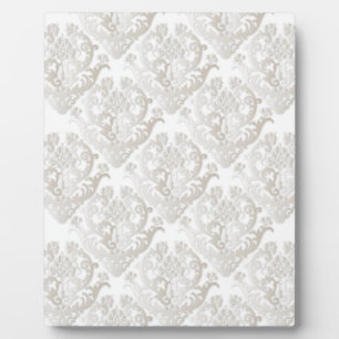 Pearl White Damask Muster Fotoplatte