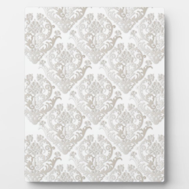 Pearl White Damask Muster Fotoplatte (Vorderseite)