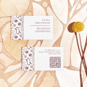 Pearl White Floral Damask Elegantes Lila Muster Visitenkarte