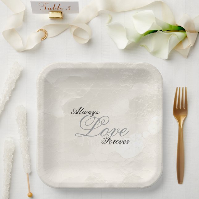 Pearl White Glam Liebe immer Hochzeit Pappteller (Hochzeit)