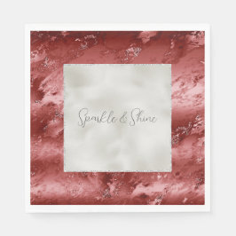 Pearl White Glitzer Red Marble Ombre Serviette