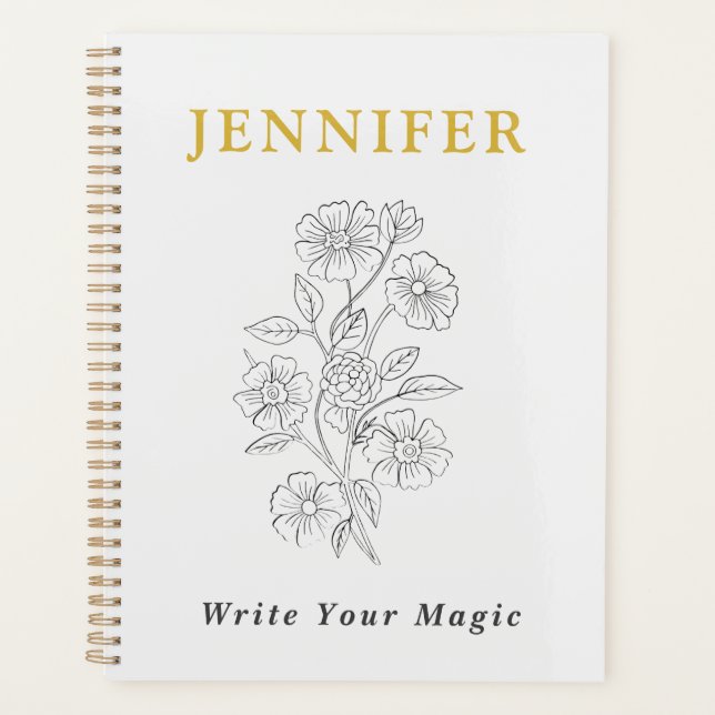 Pearl White Notebook with Gold Line – Elegant  Planer (Vorderseite)