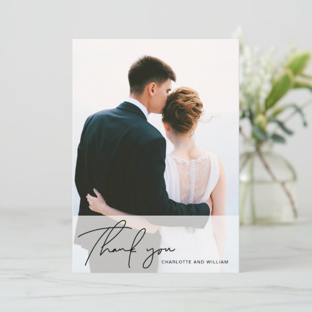 Pearl White Opaque | Dankeschön Hochzeitkarte Dankeskarte (Stehend Vorderseite)
