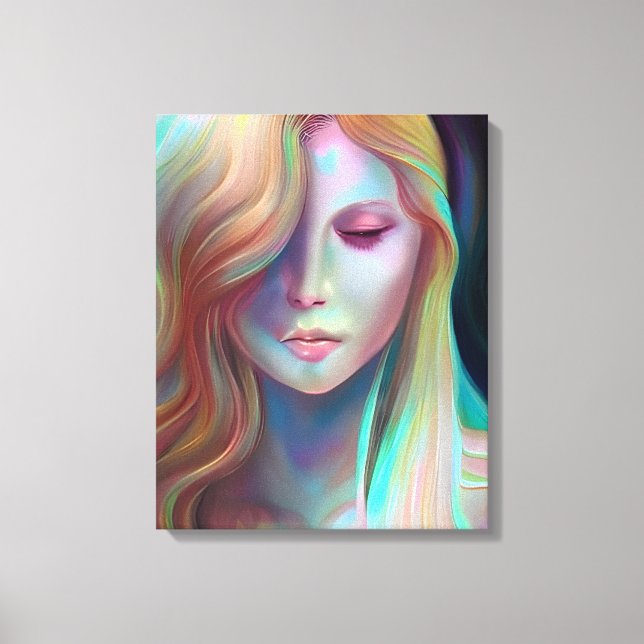 Pearlescent Fantasy Ai Art Hübsch Ethereal Frau Leinwanddruck (Vorderseite)
