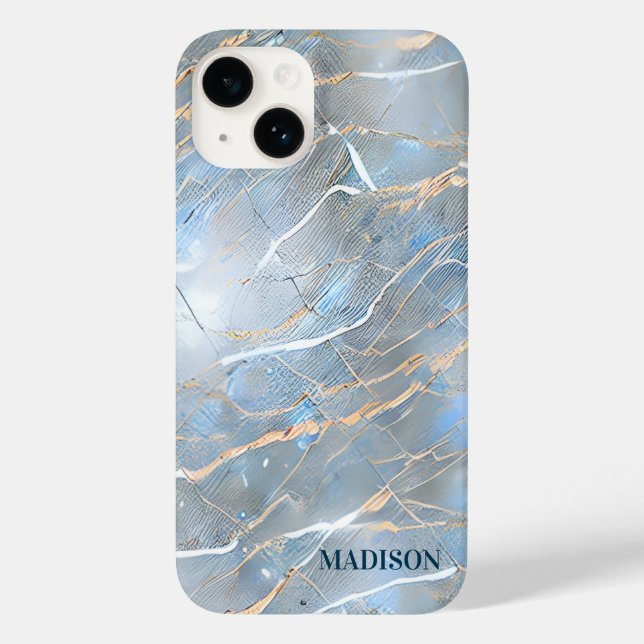 Pearlescent Marble Stone Case-Mate iPhone 14 Hülle (Rückseite)