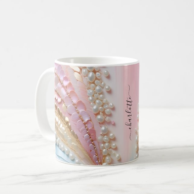 Pearlescent Painted Pearls Shells  Kaffeetasse (Vorderseite Links)