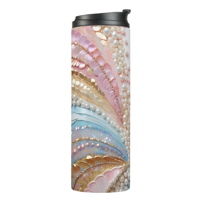 Pearlescent Painted Pearls Shells  Thermosbecher (Nach links gedreht)