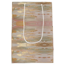 Pearlized Gold, Rose, Leinenschattiertasche Mittlere Geschenktüte