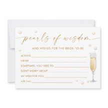 Pearls and Prosecco Brautparty Advice Card