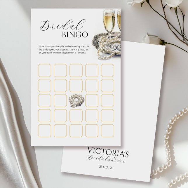 Pearls and Prosecco Brautparty Bingo Game Flyer (Von Creator hochgeladen)
