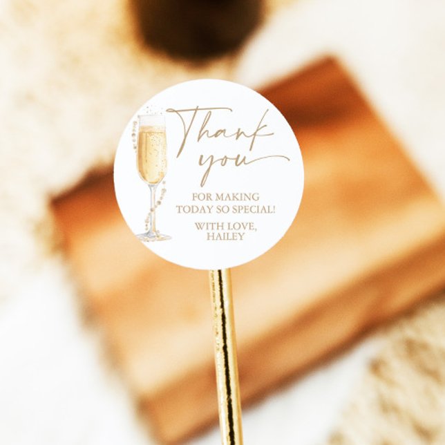 Pearls and Prosecco Brautparty Vielen Dank Runder Aufkleber (Von Creator hochgeladen)