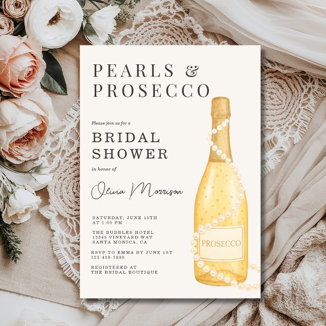 Pearls and Prosecco Bridal Shower Einladung (Von Creator hochgeladen)