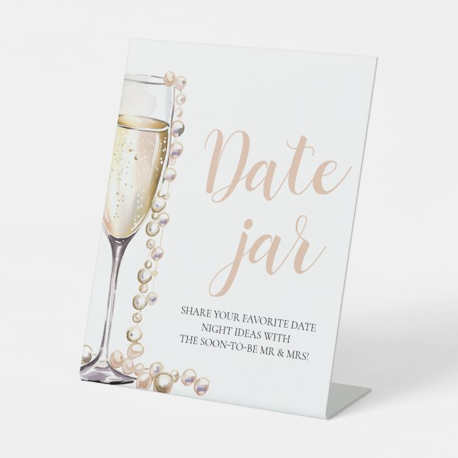 Pearls and Prosecco Date Night Ideas Date Jar Sign Sockelschild (Vorderseite)