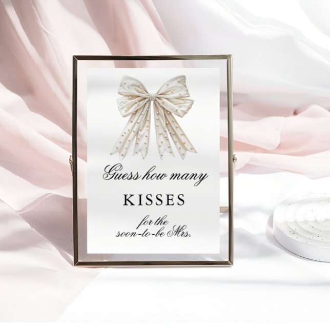 Pearls Bow Wie viele Kisses Brautparty Game Poster (Von Creator hochgeladen)