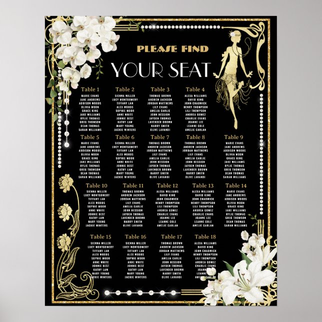 Pearls Floral Art Déco Gatsby Roaring 20s Siège (Devant)