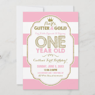 Pearls Glitzer und Gold Einladung zum ersten Gebur