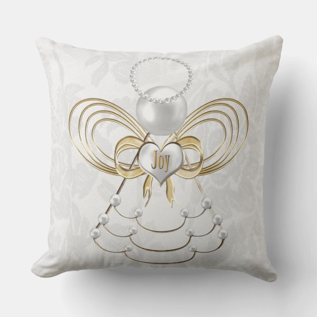 Pearls Gold Metallischer Weihnachtsgel der Freude Kissen (Vorderseite)