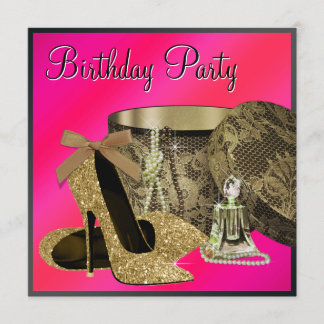Pearls High Heel Schuhe Hot Pink Frauen Geburtstag Einladung