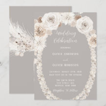 Pearls Hochzeit Einladung von Beige Grey Floral Wh