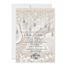 Pearls Lace und Bling Hochzeit Einladung