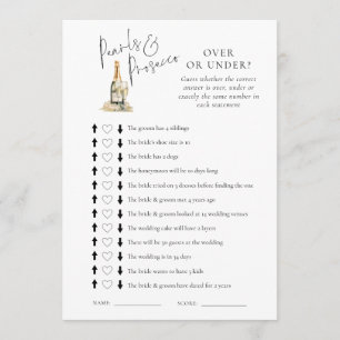Pearls Over oder Under Brautparty Game Card Einladung