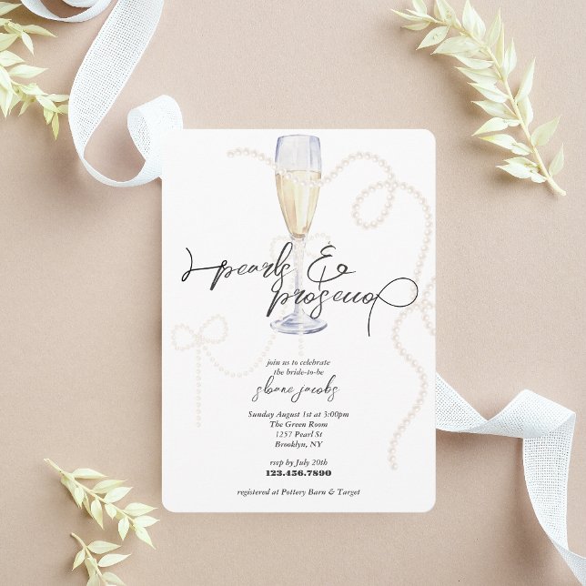 Pearls, Petals + Prosecco | Pearl Bridal Shower  Einladung (Von Creator hochgeladen)