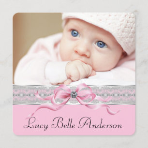 Pearls Pink Baby Girl Geburtshinweise Ankündigung