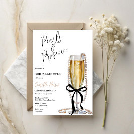 Pearls & Prosecco Black Bow Brautparty Einladung