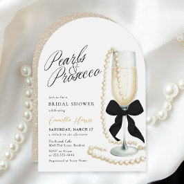 Pearls & Prosecco Black Bow Brautparty Einladung
