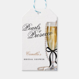 Pearls & Prosecco Black Bow Brautparty Geschenkanhänger