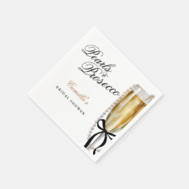 Pearls & Prosecco Black Bow Brautparty Serviette