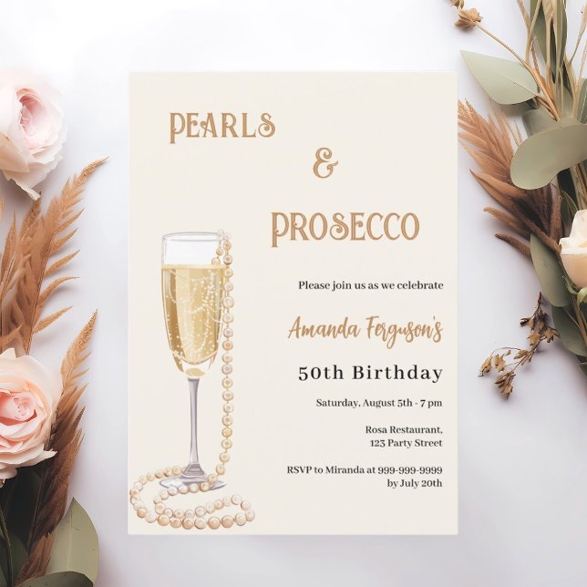 Pearls Prosecco-Blubbly Gold Einladung (Von Creator hochgeladen)