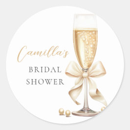 Pearls & Prosecco Bow Brautparty Runder Aufkleber