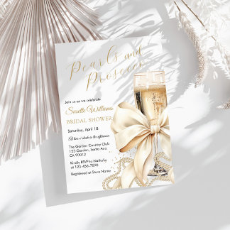 Pearls & Prosecco Bow Bridal Shower Invitation Einladung