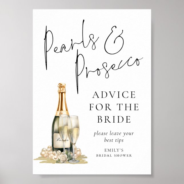 Pearls Prosecco Brautparty Beratung für die Braut Poster (Vorne)
