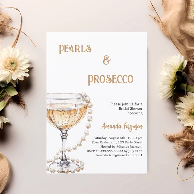 Pearls Prosecco Brautparty Einladung (Von Creator hochgeladen)