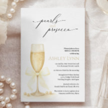 Pearls & Prosecco Brautparty Einladung | neutral