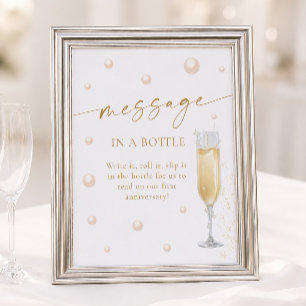Pearls Prosecco Brautparty-Nachricht in einer Flas Poster