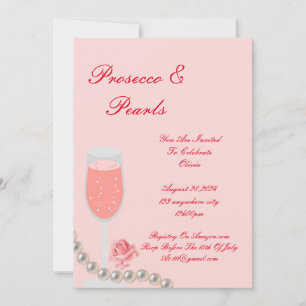 PEARLS & PROSECCO BRAUTPARTY PINK EINLADUNG